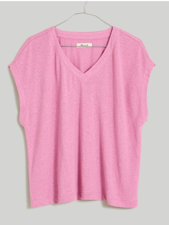 Madewell Tops - Madewell Relaxed V-Neck Tee T Shirt Linen Blend NEW NWT Small NP836